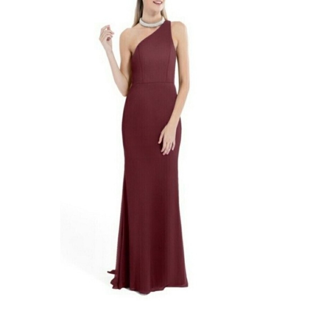 Azazie High Neck Rhistone one Shoulder Bridesmate Gown Maxi Dress‎